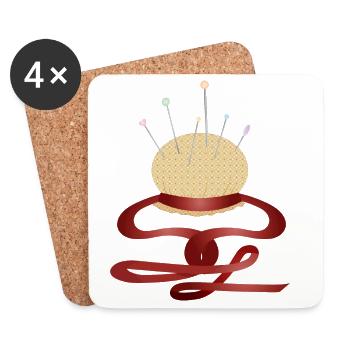 nostalgic pincushion with pins - Coasters (set of 4) - white - Front