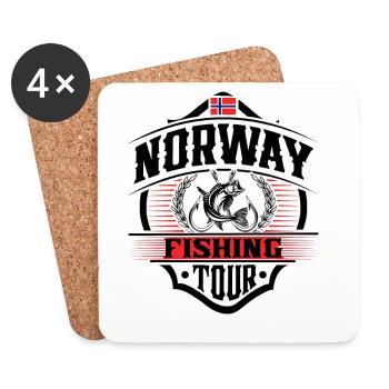 Norvège Pêche Pêcheur Pêcheur - Dessous de verre (lot de 4) - blanc - Devant