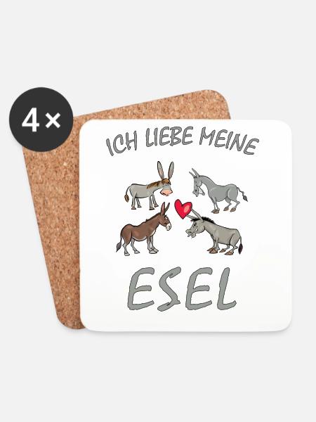 Esel - Ich liebe meine Esel, Bauernhof Landwirt - Untersetzer (4er-Set) - Weiß