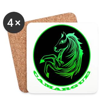 Neongrünes Camargue-Pferd - Untersetzer (4er-Set) - Weiß - Vorne