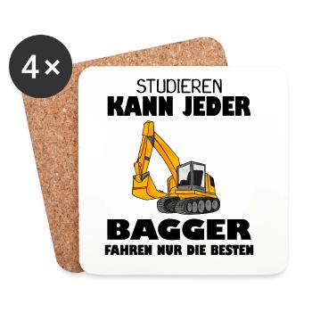 Bagger Baggerfahrer Spruch - Untersetzer (4er-Set) - Weiß - Vorne