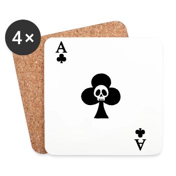 Skull and ace of clover - Coasters (set of 4) - white - Front