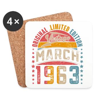 1963 Année de naissance Mars Anniversaire - Dessous de verre (lot de 4) - blanc - Devant