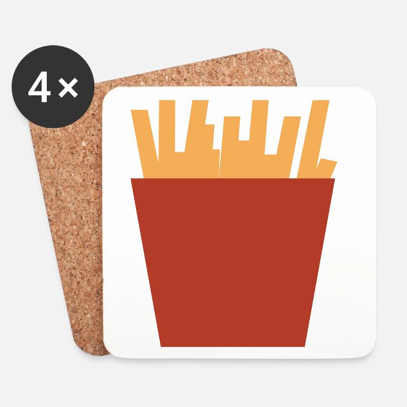 Pommes Tasche - Untersetzer (4er-Set) - Weiß