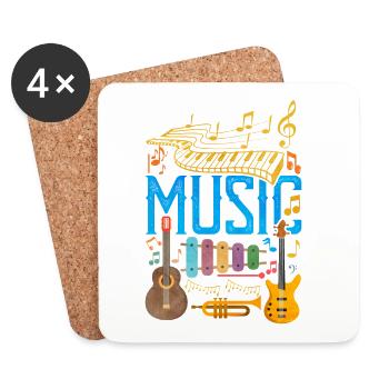 Colorful Music Instrument Collage | Musik Love - Untersetzer (4er-Set) - Weiß - Vorne