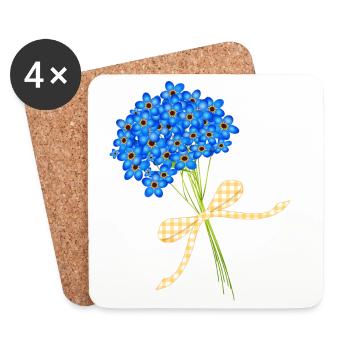 bouquets délicats oubliez-moi-pas - Dessous de verre (lot de 4) - blanc - Devant
