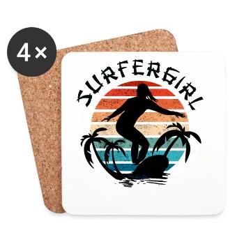 Surfer Girl Retro - Coasters (set of 4) - white - Front
