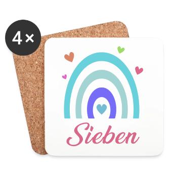 7. Geburtstag Regenbogen - Untersetzer (4er-Set) - Weiß - Vorne