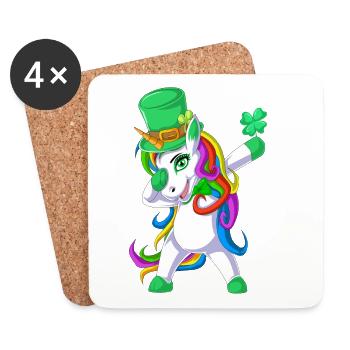 Dabbing Einhorn St Patricks Tag - Untersetzer (4er-Set) - Weiß - Vorne
