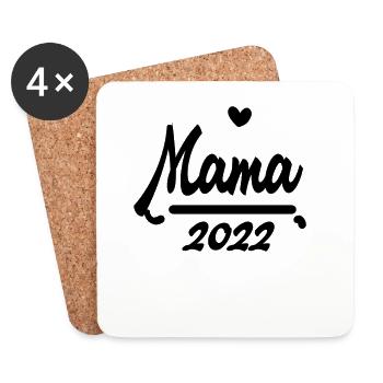 Mama 2022 - Werdende Mutter 2022 - Untersetzer (4er-Set) - Weiß - Vorne