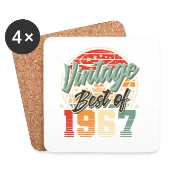 1967 Année de naissance Vintage anniversaire - Dessous de verre (lot de 4) - blanc - Devant