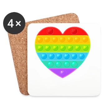 Pop It Popit Heart Colorful Rainbow - Coasters (set of 4) - white - Front