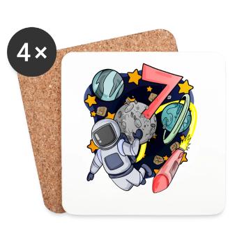 7 anniversaire garçon - 7 ans - J’ai 7 ans - Dessous de verre (lot de 4) - blanc - Devant