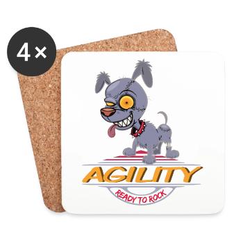 AGILITY HUND, HUNDESPORT MOTIV FÜR HUNDE FAN - Untersetzer (4er-Set) - Weiß - Vorne