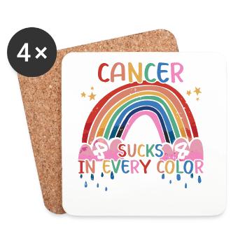 Le cancer aspire dans toutes les couleurs de l’arc-en-ciel coloré - Dessous de verre (lot de 4) - blanc - Devant