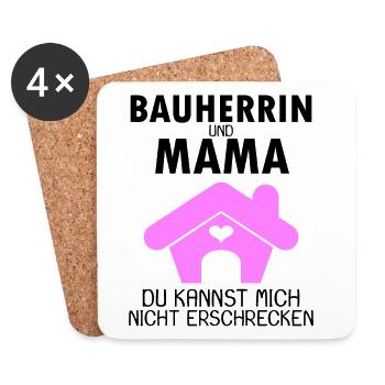 Bauherrin Mama Hausbau Baustelle Richtfest - Untersetzer (4er-Set) - Weiß - Vorne