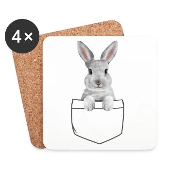 Rabbit Easter Flowers Rabbit Dad - Coasters (set of 4) - white - Front
