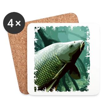 Unterwasser-Karpfenfischerei-Design - Untersetzer (4er-Set) - Weiß - Vorne