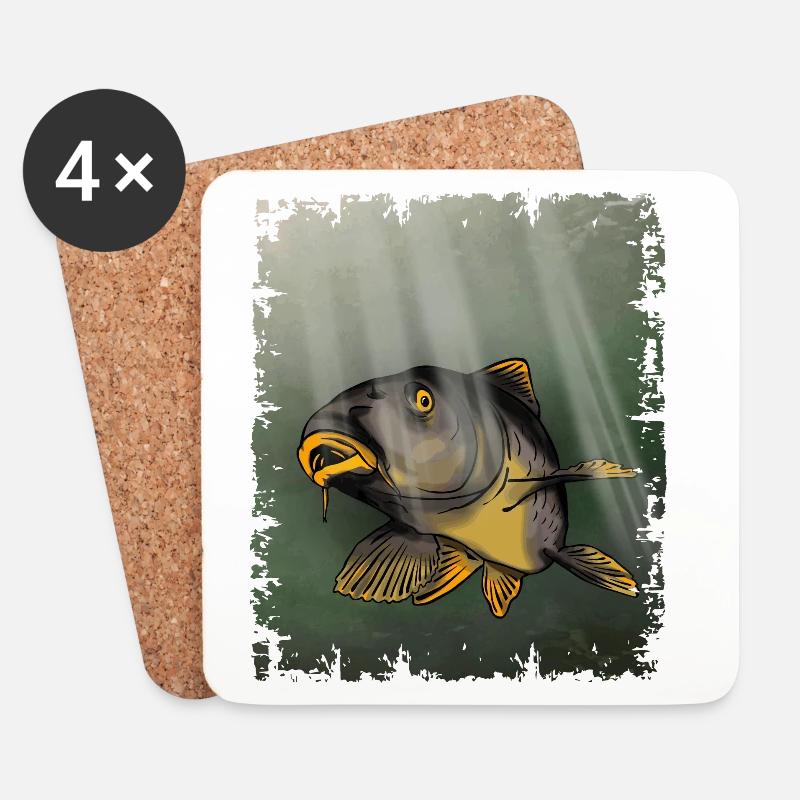 Karpfenfischen Unterwasserfisch-Design - Untersetzer (4er-Set) - Weiß
