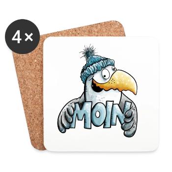 Moin Möwe I Nordsee I Norddeutsch - Untersetzer (4er-Set) - Weiß - Vorne