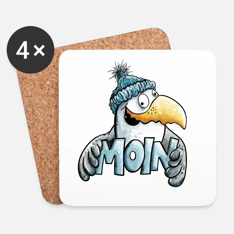 Moin Möwe I Nordsee I Norddeutsch - Untersetzer (4er-Set) - Weiß