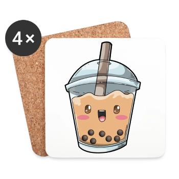 Boba Bubble Tea Kawaii Anime - Untersetzer (4er-Set) - Weiß - Vorne