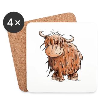 Bovins écossais des Highlands I Vache des Highlands - Dessous de verre (lot de 4) - blanc - Devant