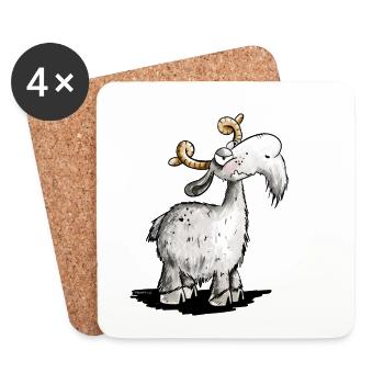 Chèvres Bock I Chèvre I Nö Déclaration - Dessous de verre (lot de 4) - blanc - Devant