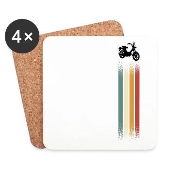 Cyclomoteur Mobylette Rider Retro Vintage - Dessous de verre (lot de 4) - blanc - Devant