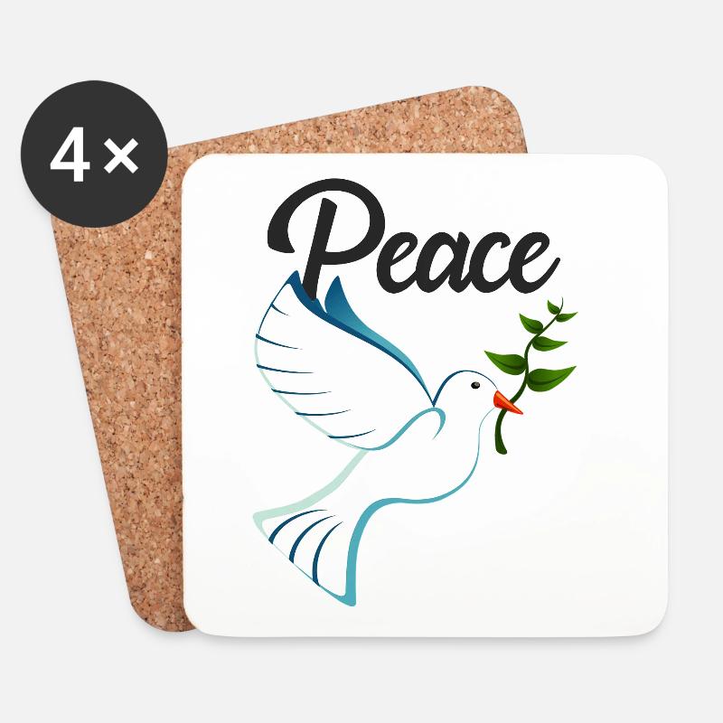 PEACE Friedenstaube - Untersetzer (4er-Set) - Weiß