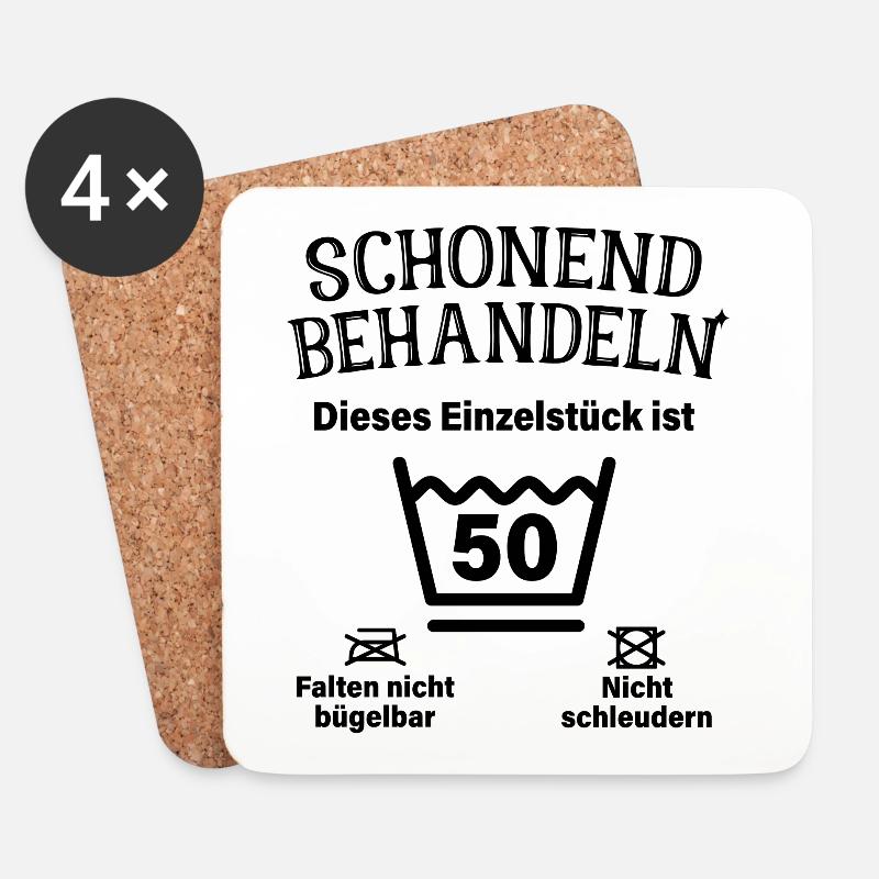Schonend Behandeln 50. Geburtstag Einzelstück 50 - Untersetzer (4er-Set) - Weiß