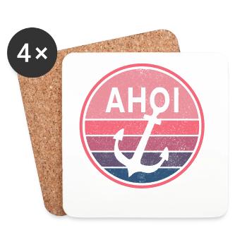 Ahoi Anker Plattdeutsch Ostfriesland Küste Nordsee - Untersetzer (4er-Set) - Weiß - Vorne