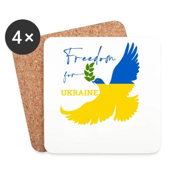 Liberté pour l’Ukraine - Dessous de verre (lot de 4) - blanc - Devant