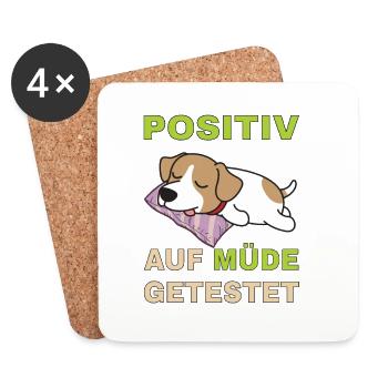 Positiv auf Müde getestet Jack Russel - Untersetzer (4er-Set) - Weiß - Vorne