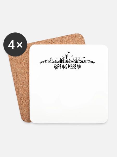 Kopf Aus Meer An Skyline Fischkutter Küste Nordsee - Untersetzer (4er-Set) - Weiß