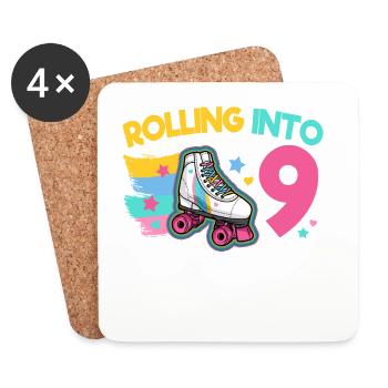 9. Geburtstag Rollschuh - Untersetzer (4er-Set) - Weiß - Vorne
