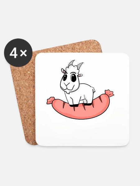 Wurst Ziege Ziegenbock - Untersetzer (4er-Set) - Weiß