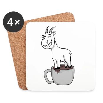 Bock auf Kaffee - Ziege Ziegenbock - Dessous de verre (lot de 4) - blanc - Devant