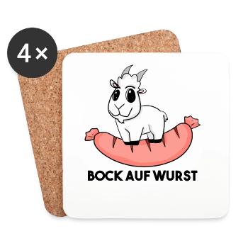 Bock auf Wurst - Ziege Ziegenbock - Untersetzer (4er-Set) - Weiß - Vorne