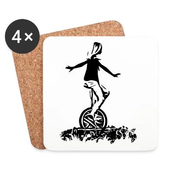 Unicycle Girl - Coasters (set of 4) - white - Front
