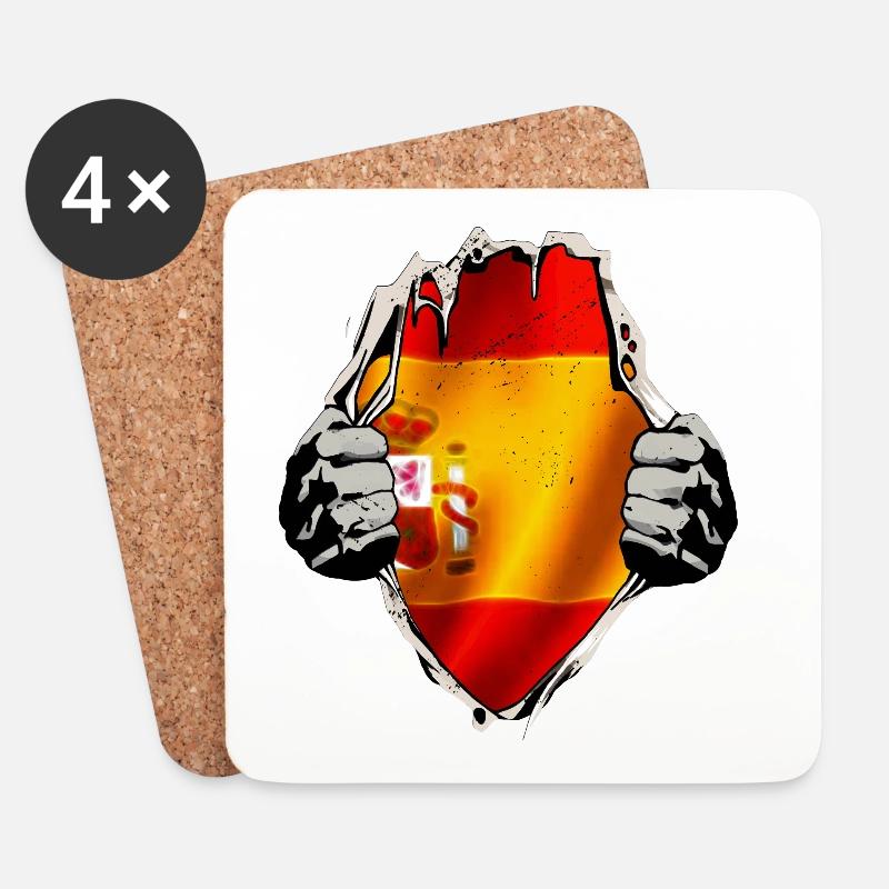 Spanien - Spanische Flagge unterm Shirt - Untersetzer (4er-Set) - Weiß
