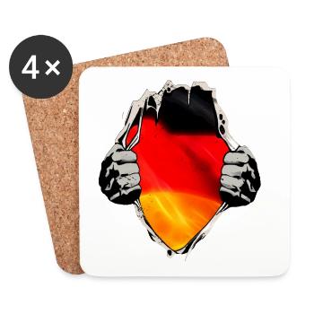 Deutschland Flagge unterm Shirt - Untersetzer (4er-Set) - Weiß - Vorne