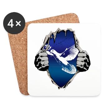 Colombe de la paix sous la chemise - Dessous de verre (lot de 4) - blanc - Devant