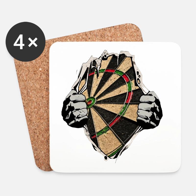 Dart - Dartscheibe unterm Shirt - Untersetzer (4er-Set) - Weiß