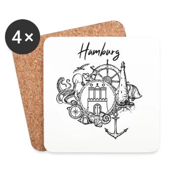 Maritime Hamburg - Coasters (set of 4) - white - Front