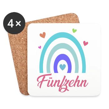 15. Geburtstag Regenbogen - Untersetzer (4er-Set) - Weiß - Vorne