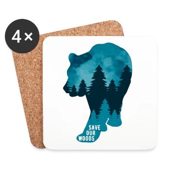 Climate Change Environmental Protection Bear - Coasters (set of 4) - white - Front