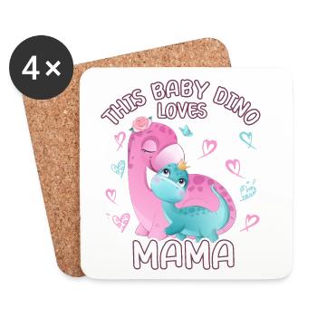 Mama Dino Babydino Brontosaurus - Untersetzer (4er-Set) - Weiß - Vorne