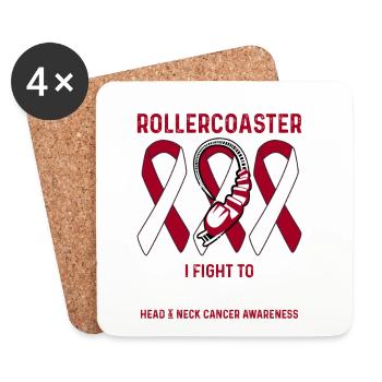 Head and Neck Cancer Burgundy White Rollercoaster - Coasters (set of 4) - white - Front