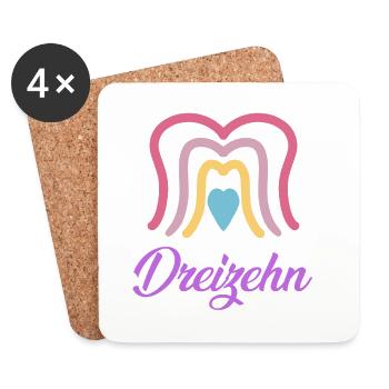 13. Geburtstag Regenbogen - Untersetzer (4er-Set) - Weiß - Vorne
